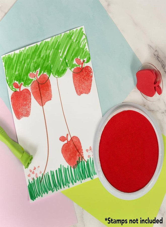 READY 2 LEARN Jumbo Circular Washable Stamp Pad - Red - 5.75" dia. - Non-Toxic - Fade Resistant - Ideal Size for Handprints and Footprints - Image 4